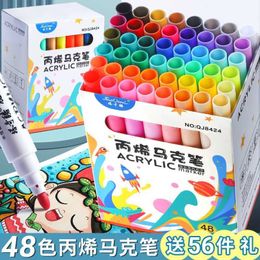 12PCSwaterColor Brush Pens 12-48 Kinderen Acryl Marker ONAMENDE VERKOOPEN DIY Pigment Watric Pen Graffiti Stone Hout Canvas wenskaart P230427