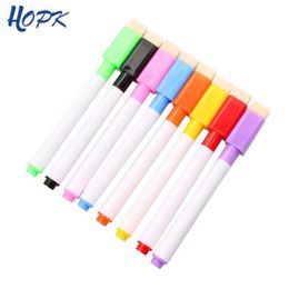 12PCSwaterColor Brush Pennen 8pcs/Lot kleurrijke zwarte school klaslokaal whiteboard pen droge witte bord markers gebouwd in gum student children's tekening pen p230427