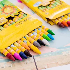 12 pcsAquarelle Pinceau Stylos Crayons Creative Cartoon 8/12 Couleurs Dessin Non Toxique Pastels À L'huile Enfants Pastel Crayons Art Fournitures Étudiant Crayon Ensemble P230427