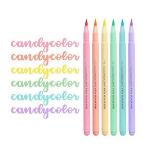 12PCSwaterColor Pennen 6 kleuren Soft Fluorescentie Pen Pastel Markers Borstel Set Art Color Highlighter Calligraphy Pens Supli P230427