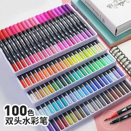 12pcsWatercolor Pens Dual Tip Acuarela Brush Pen Marker Set Fineliner Art Markers para niños adultos Libros para colorear Bocetos Dibujo Letras P230427