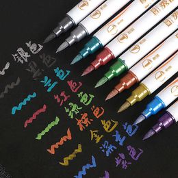 12PCSwaterColor S 10 kleuren/Set Brush Metallic Paint Art Marker Pen Mark Write Stationery Studenten Office School Supplies Calligraphy P230427