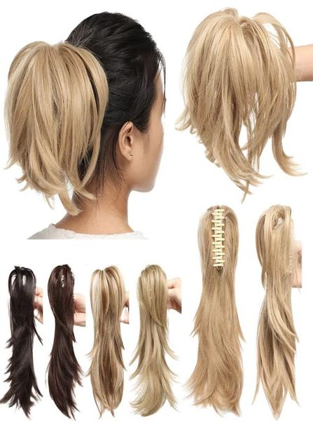 Pièce à cheveux 12quot Claw surtail en queue de cheval Clip de cheveux synthétique dans les extensions de cheveux Poix de cheveux Pony Tail Bendable pour les femmes5918907