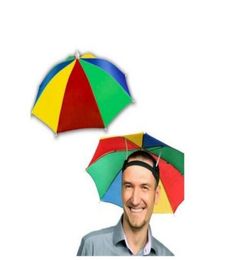 12quot Rainbow Umbrella sombrero de sombrero portátil de sombrero plegable correa elástica de pesca para paraguas de pesca2543605