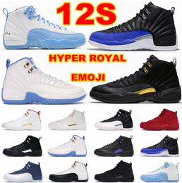 12s Emoji Université Bleu Français Hyper Royal Basketball Chaussures Indigo Reverse Flu Game Sneakers Playoffs Gamma Blues Michigan Black Cherry White OVO Black Trainers