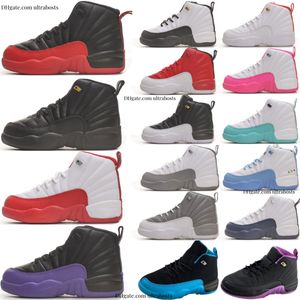 12s Zapatillas de deporte para niños 12 Zapatos de baloncesto para niños pequeños Cherry Boys Girls Youth Negro Taxi Entrenadores Campo Púrpura Rosa Gimnasio Rojo Niños Big Kid Zapato Playoffs Juego de gripe Gamma Azul