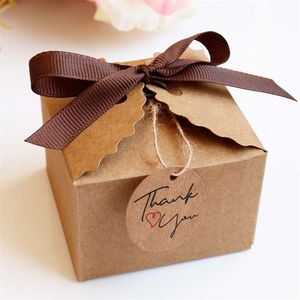 12Sets Kraft Lama Gift Wedding Candy Es met tags en ribbon DIY Party Paper Boxes voor verpakking 220705