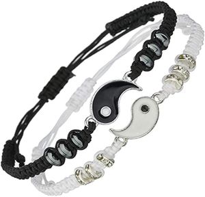 12sets yinyang taiji bracelet chaîne de liaison réglable noir correspondant à l'artisanat de tissage chinois traditionnel adapté au coup5494278