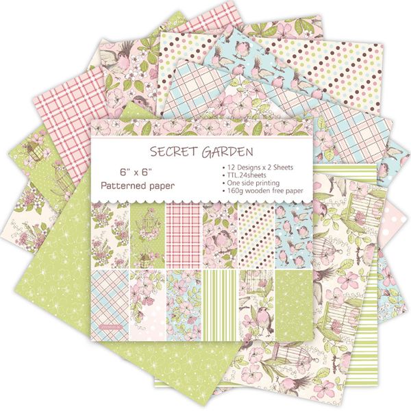 12sheets Secret Garden Design Scrapbooking Paper Packs for DIY Origami Arts Craft Cartes papier Vintage Scrapbook Paper