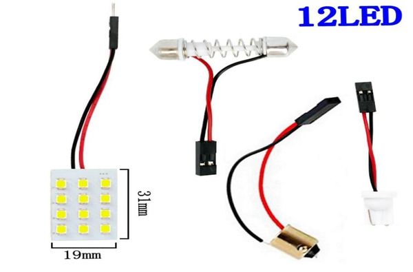 12SMD 5050 12 V Super blanc bleu glace bleu LED panneau dôme lampe Auto voiture intérieur plaque de lecture lumière toit plafond avec 8 x BA9S T10 2548179