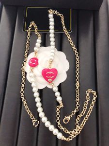 12style Classic Diamond Pearl Pendant kettingontwerper Hoogwaardige modebrief C Choker Hangdoek dames trui ketting trouwdag sieraden cadeau