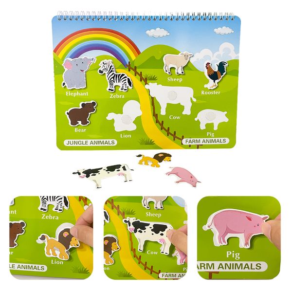 12Themes Livre occupé Fruit Animal Alphabet Montessori Toys for Toddler Activities Binder Apprentissage anglais Livre calme pour les enfants bébé