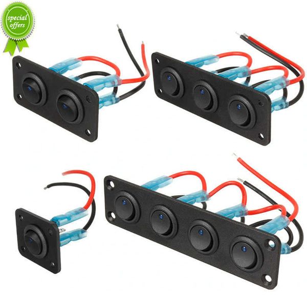 Panel de interruptor de palanca Universal de 12V, 1-4 entradas, USB, coche, barco, RV, camión, LED azul, accesorios de estilo, interruptor basculante marino