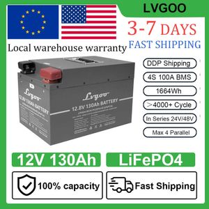 12V 100AH ​​130AH LIFEPO4 Batterij Pack Grand A Cellen Lithium Iron Fosfaat Bulit-in BMS Oplaadbare batterij voor RV Solar Home