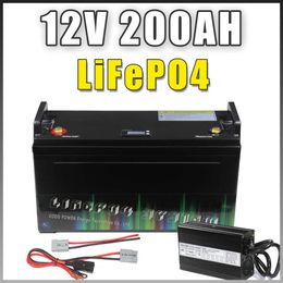 12V 100AH ​​150AH 200AH LIFEPO4 Batterij Bluetooth BMS LCD IP68 Waterdichte RV Boat Forklift Solar Panel Storage 14.6V Charger