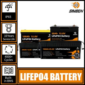 Pack de batteries Lifepo4 12V, 100ah, 200ah, 24V, cellules au Lithium fer Phosphate, BMS intégré, pour bateaux, camping-car, camping-car, voiturettes de golf
