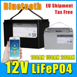 Batterie 12V 100AH 200AH LIFEPO4 avec affichage LCD Bluetooth BMS étanche