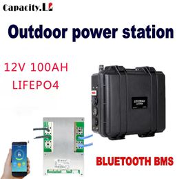 12V 100Ah Lifepo4 batterie 80Ah batterie moteur marin RV batterie de secours extérieure Bluetooth BMS batterie