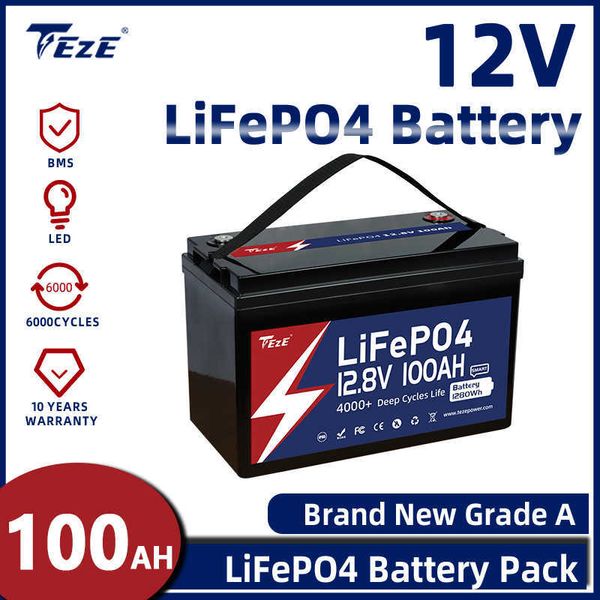 12V 100AH LIFEPO4 Batterie Bulit-in Bluetooth BMS Batteries de lithium de lithium rechargeable pour RV Off-Road Solar Energe Us Us pas de taxe