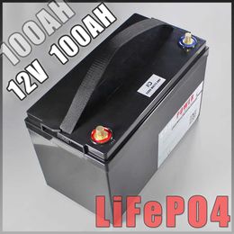 Batterie 12V 100AH lifepo4 avec bms 10A chargeur camping onduleur de secours RV bateau onduleur lumière solaire