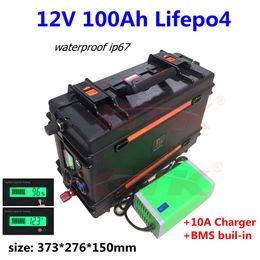 Paquete de batería de litio 12V 100Ah lifepo4 para sistema solar AGM UPS inversor carro de golf autocaravanas RV + 10A cargador