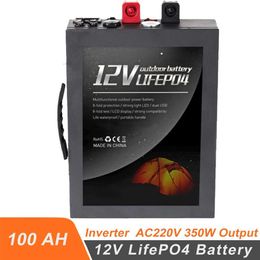 Batterie au Lithium 12V 100AH Lifepo4 avec BMS AC 220V 300w onduleur batterie au Lithium batterie Rechargeable solaire pour moteur RV