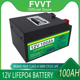 12V 100Ah LiFePO4 Lithium Power Battery Pack Ingebouwde BMS Voor het Vervangen van de meeste Back-up Power Home Energieopslag Met Oplader