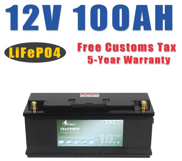 12V 100AH LIFEPO4 Batterie de stockage Batteries au lithium Power 6000 cycles pour les campeurs RV Chariot de golf Offroad Off-Grid Solar Wind Boat7420423