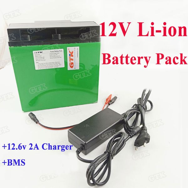 12 v 10ah 12ah 18650 lithium li ion batterie rechargeable pour lampe de chasse xénon lampe de pêche cctv caméra lumière LED + chargeur