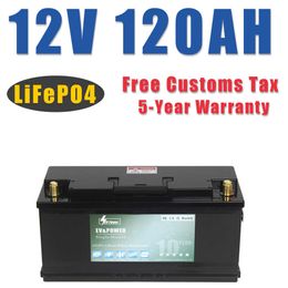 Batterie 12V 120Ah LiFePO4 avec batteries au lithium BMS pour chariot de golf 6000 cycles camping-cars RV énergie solaire hors route hors réseau