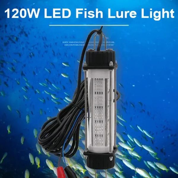 12V 120W LED cebo sumergible pesca luz impermeable de alta potencia peces bajo el agua blanco señuelo luz noche pesca buscador 240227