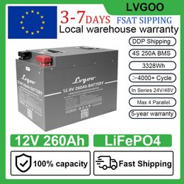 12V 130AH 260AH LiFePO4-Akku, Grand-A-Zellen, Lithium-Eisenphosphat, integrierter BMS-Akku, keine Steuer für Wohnmobile