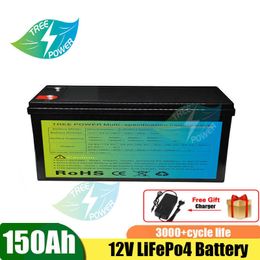 12V 150AH LIFEPO4 Batterij 12.8V Lithium Power Batterijen 3000 Cycli voor RV Campers Golfkar Off-Road Off-Grid Solar Wind