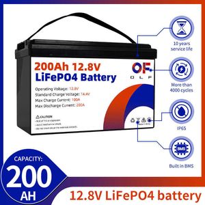 12V 200AH LIFEPO4 Batterijpakket Lithium Iron Fosfaat Ingebouwde BM's voor zonne-energie-systeem RV Golfkar Trollen Motor Off Grid