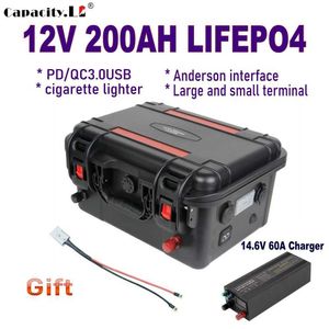 Batterie rechargeable 12V 200ah lifepo4 Batterie au lithium 150AH 12.8v 120ah avec PD QC3.0 BMS pour l'énergie solaire RV