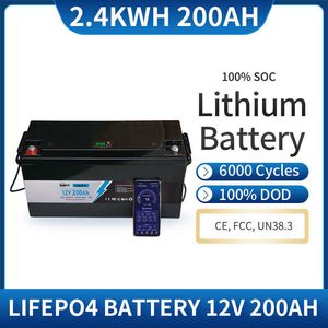 12V 200Ah Lifepo4 Intégré BMS Rechargeable Lithium Fer Phosphate Batterie 6000 Cycles Parfait pour le Système Solaire de Stockage à Domicile