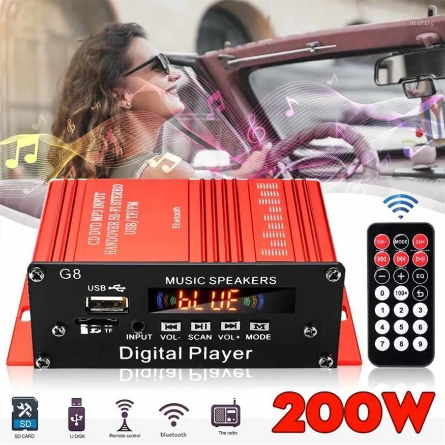 12V 200W 2CH MINI Digital Bluetooth HiFi Audio Power Car Amplificador