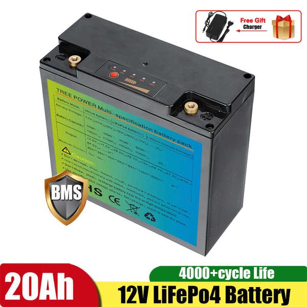 Batteria ricaricabile al litio ferro fosfato 12V 20Ah LiFePo4 con BMS per motore per barche per scooter per bambini