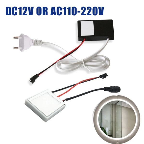 12V 220V 110V Sensor táctil Interruptor 12V 5A 60W LED Smart Smifle Mirror Switch Touch Dimmer Interruptor para espejo de baño