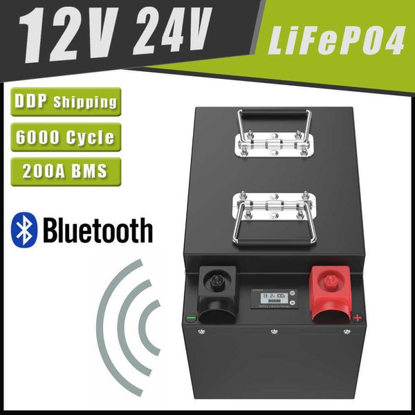 12V 24V 100AH 200AH 300AH LiFePo4 batterie Bluetooth BMS Grand A cellules Lithium fer phosphate pour RV stockage solaire hors réseau