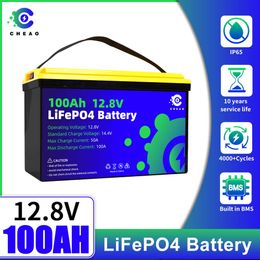 12V 24V 100AH ​​200AH LIFEPO4 Batterij ingebouwde BMS 4000+ cycli 2560wh vermogen Power Perfect voor RV Golf Cart Camping Off-Grid