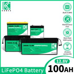 Batterie LiFePO4 12V 24V 100ah 200ah, Grade A, 50ah, Lithium fer Phosphate, BMS intégré pour camping-car, batterie à décharge profonde, voiturette de Golf Marine