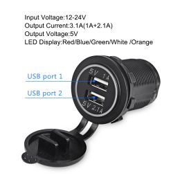 Prise de chargeur de voiture USB 12V-24V 3.1A avec couvercle avec une prise de socket d'adaptateur d'alimentation étanche pour véhicules pour véhicules moto