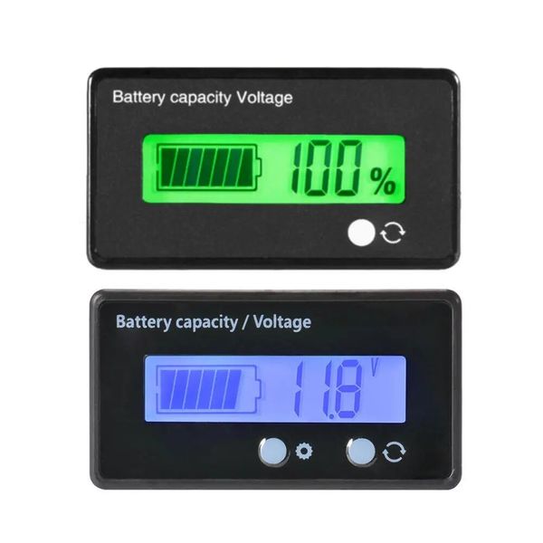 12V 24V 36V 48V 6V-63V Voltmètre LCD Indicateur de capacité de batterie au plomb - Bleu