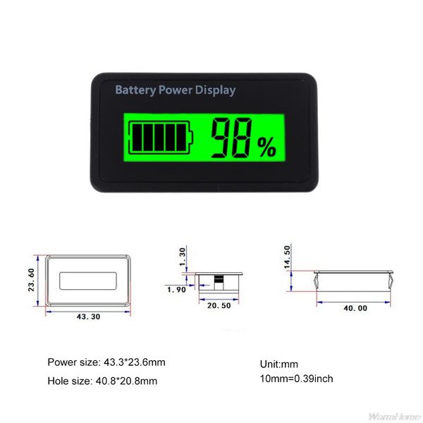 Affichage de capacité de batterie numérique 12V 24V 48V Affichage Universal LCD MOTOROCYTEUR ACIDE-ACID LITHIUM MONITEUR DE BATTERIE ALTMETER A07 21