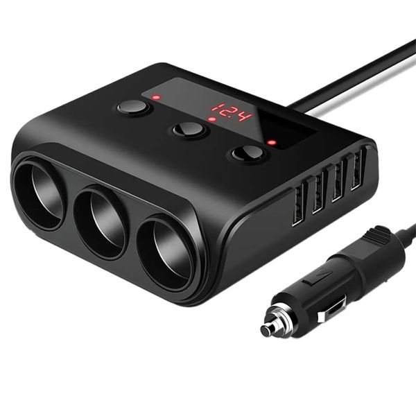 12V 24V chargeur de voiture allume-cigare adaptateur séparateur de prise 100W Charge de voiture avec marche/arrêt 4 ports USB TR12 DHL FEDEX