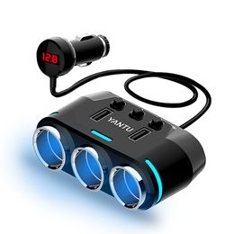 12V-24V voiture allume-cigare prise inverseur prise LED voiture USB chargeur adaptateur 3.1A 100W détection de tension téléphone portable MP3