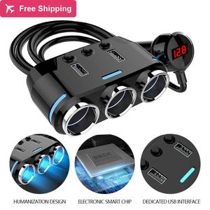 Enchufe de encendedor de coche de 12V-24V, divisor de enchufe, adaptador de cargador de teléfono USB LED, Cable de extensión de encendedor de coche de voltaje