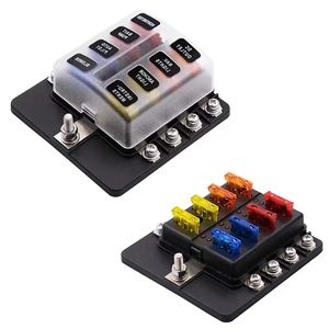 6-Way Blade Fuse Box with LED Warning Light for Car, Marine, and Boat