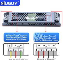 12v 24v Alimentation LED AC vers le transformateur CC 60W 100W 200W 300W 500W Convertisseur super mince pour le pilote à ampoule à bande LED Pilote LED